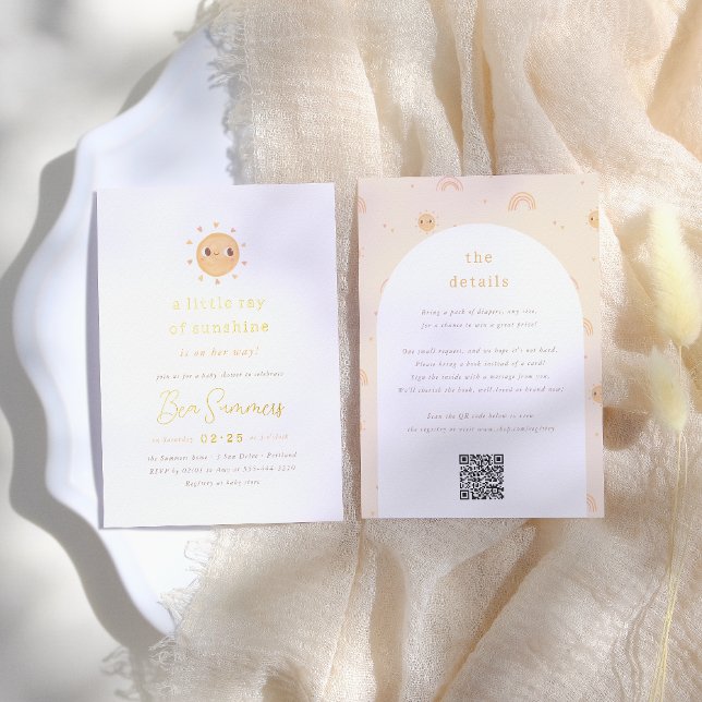 Foil | Little Ray of Sunshine QR Girl Baby Shower (Creator Uploaded)