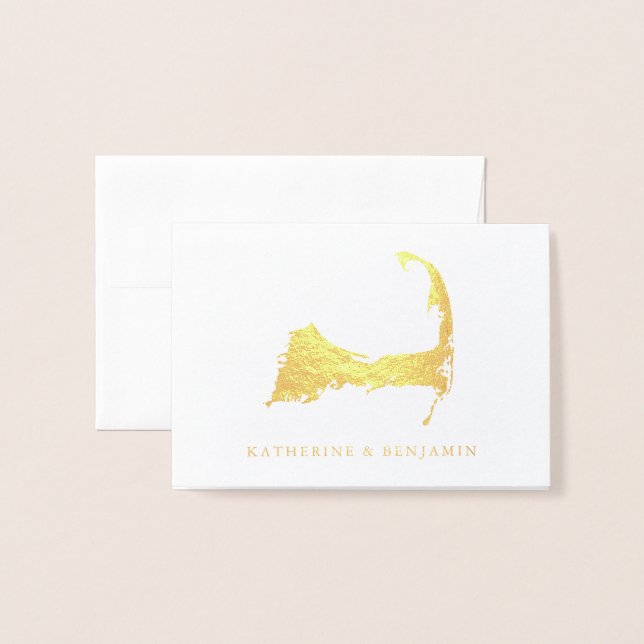 Foil Map of Detailed Cape Cod | Wedding Card (Front With Envelope)
