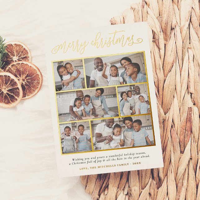 Foil Merry Christmas Lettering 6 Photo Holiday (Creator Uploaded)