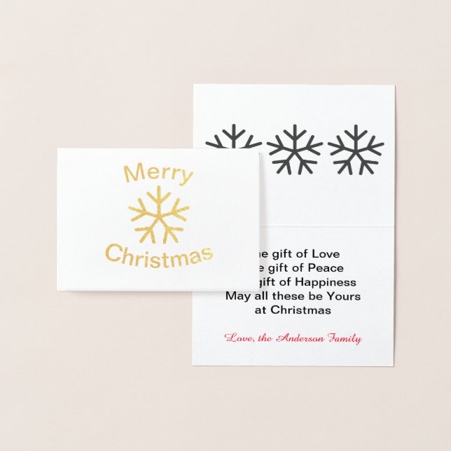 Foil Merry Christmas Snowflake - 3x5 Folded Card (Display)