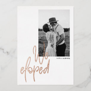 Foil Modern Calligraphy Photo Elopement Card