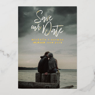 Foil Modern Casual Brush | Photo Save the Date