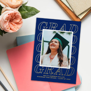 Foil Modern Grad Typography Graduation Photo Card