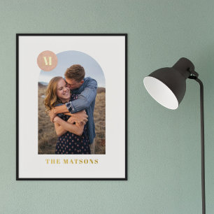 Foil Modern Monogram Arch Frame Photo Art Print