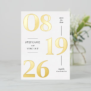 Foil Modern Wedding Date Save the Date Photo Card