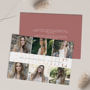 Foil Name Photo Graduation Announcement