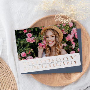 Foil Name Photo Graduation Announcement