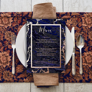Foil & Navy Blue Wedding Food and Drinks Menu