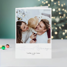 Foil Neutral Christmas Card Custom Family Photo