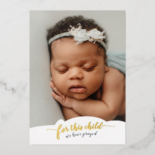 Foil newborn photo Bible verse Birth Announcement