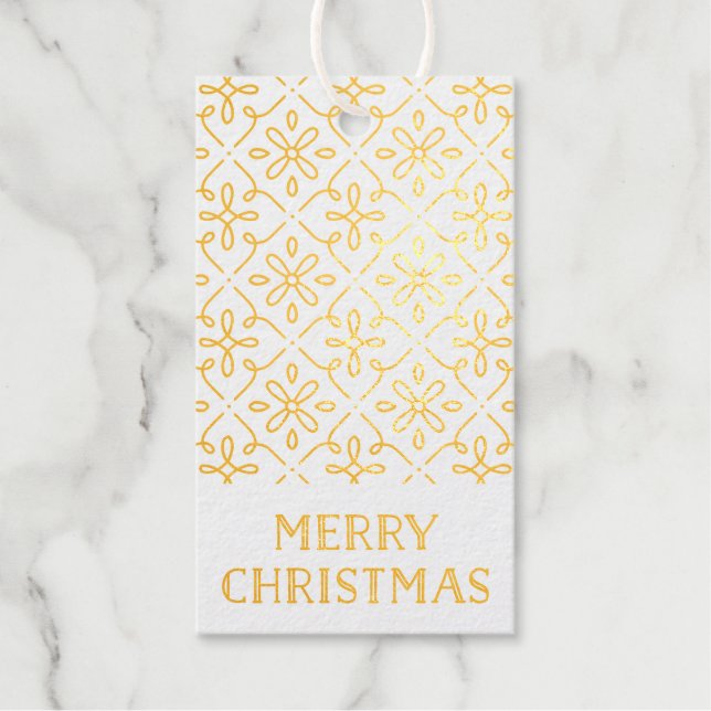 Foil Ornate Frame Merry Christmas Gift Tag (Front)