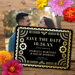 Foil Papel Picado Photo Wedding Save The Date Card