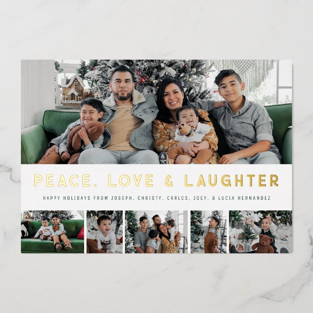 Foil Peace, Love & Laughter MultiPhoto Holiday (Front)