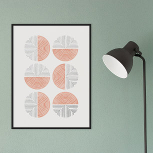 Foil Peach Circle Geometric Art Print Poster