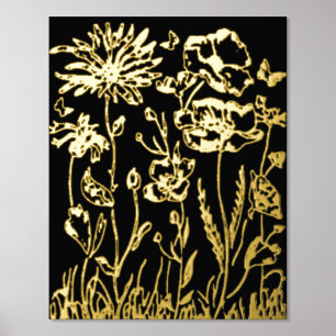 Foil Print FLOWERS ART DESIGN STYLE 