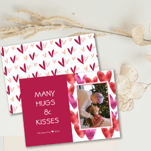Foil Red Pink Heart Pattern Valentine Photo Card