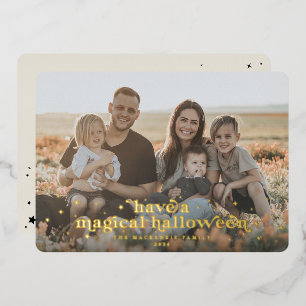 Foil Retro Font+Stars Magical Halloween Photo Card