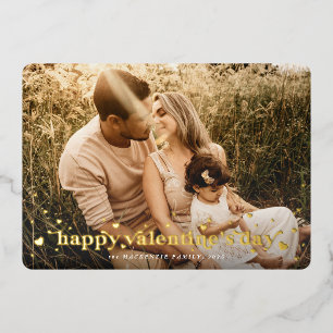 Foil Retro Hearts Happy Valentine's Day Photo Card