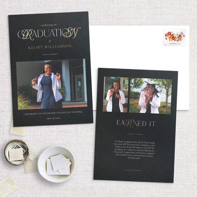 Foil RN Nursing Degree Graduation Announcement (Creator Uploaded)