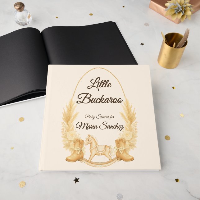 Foil Rocking Horse Boho Baby Shower Guest Book (Front Open)