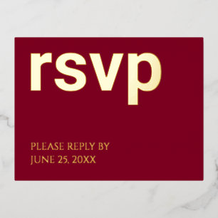Foil RSVP Burgundy Stylish Meal Choices Postcard