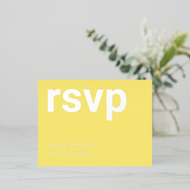 Foil RSVP Butter Yellow Meal Choices Postcard (Standing Front)