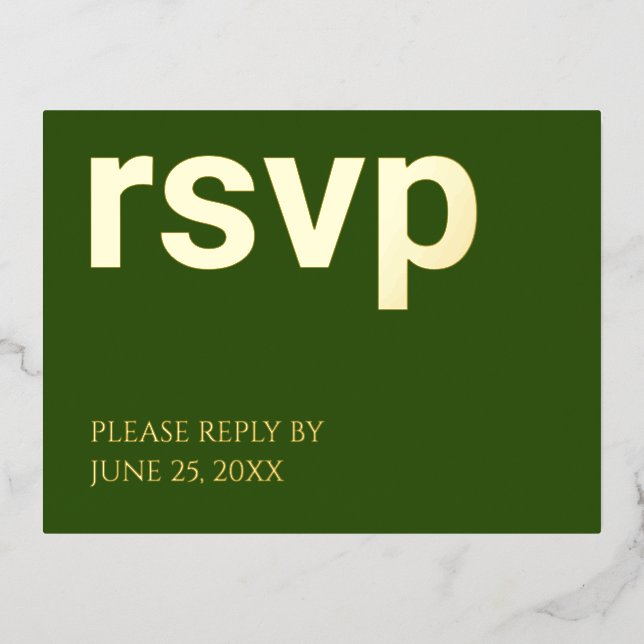 Foil RSVP Forest Green Meal Choices Postcard (Front)