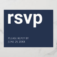 Foil RSVP Navy Blue Stylish Meal Choices Postcard