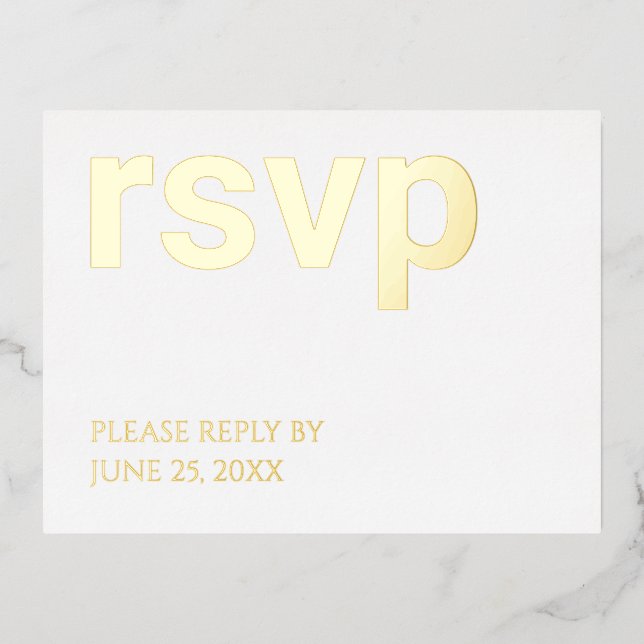 Foil RSVP Simple Stylish Meal Choices Postcard (Front)
