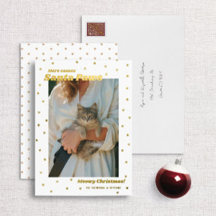 Foil Santa Paws Meowy Christmas Cat Photo Card