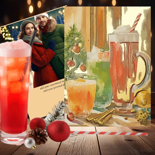 Foil Santa's Brew | Christmas Drinks Card (Elegant Real FOIL Radiates a Glam Presentation - Unique Holiday Drinks Await)