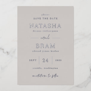 Foil Save The Date Announcement Wedding Card