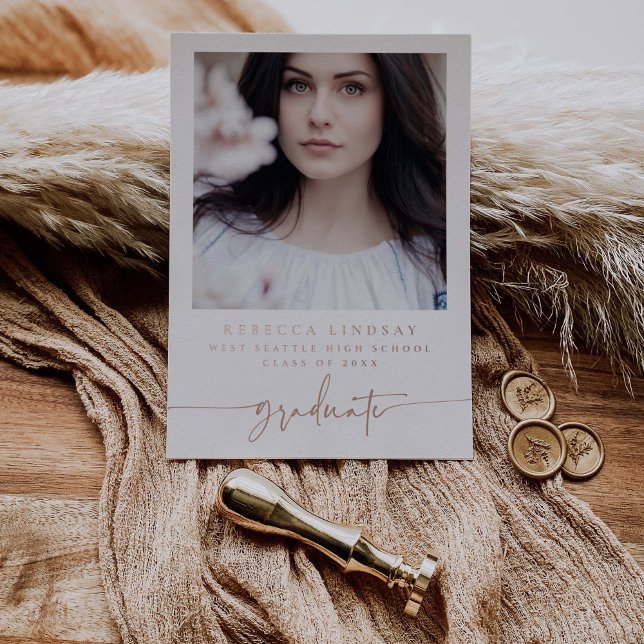Foil Script Graduation Announcement Photo Cards (Creator Uploaded)