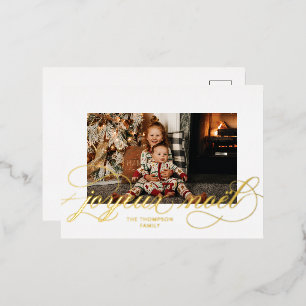 Foil Script Joyeux Noel Christmas Photo Post Card