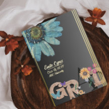 Foil Script Retro floral Graduation Announcement