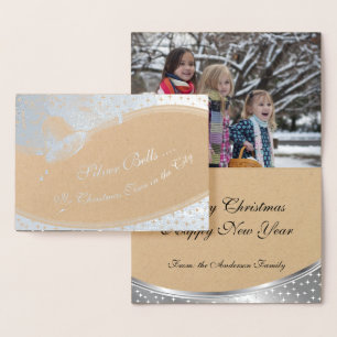 Foil Silver Bells YOUR PHOTO INSIDE Card