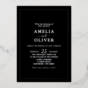 Foil Silver Black Timeless Minimalist Wedding