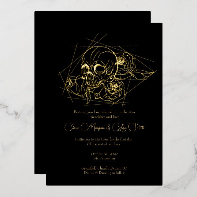Foil Skull and Roses Till Death Wedding  (Front/Back)