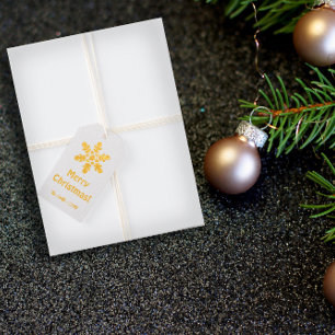 Foil snow dark blue Gift Tag