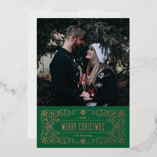 Foil Snowflake Flourish Frame Card - Green