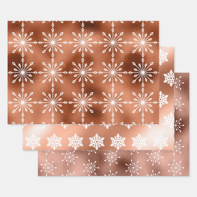 Foil Snowflakes Christmas Wrapping Paper Sheet (Set)