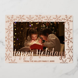 Foil Snowflakes Happy Holidays Photo Card