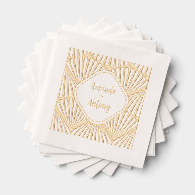 Foil Stamped Napkins in art deco style. (Insitu (Stacked))