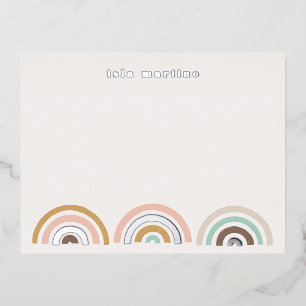 Foil Stamped Rainbows Stationery Card - Coffee