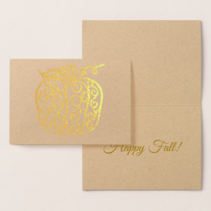 Foil Swirl Pumpkin Fall Harvest Card
