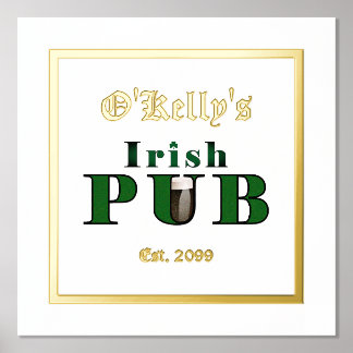 Foil Text Accent Irish Pub Print Poster