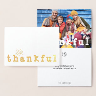 Foil Thankful Maple Leaf Thanksgiving Greeting Foil Card