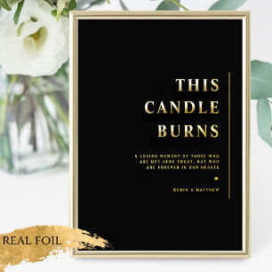 Foil, This Candle Burns Minimal Black Wedding Sign