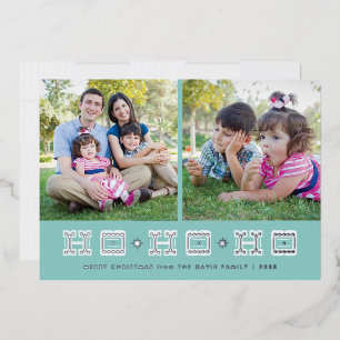 Foil Typographic Ho Ho Ho Holiday Card - Blue