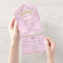 Foil Vintage Frame Quinceanera - Pastel Pink